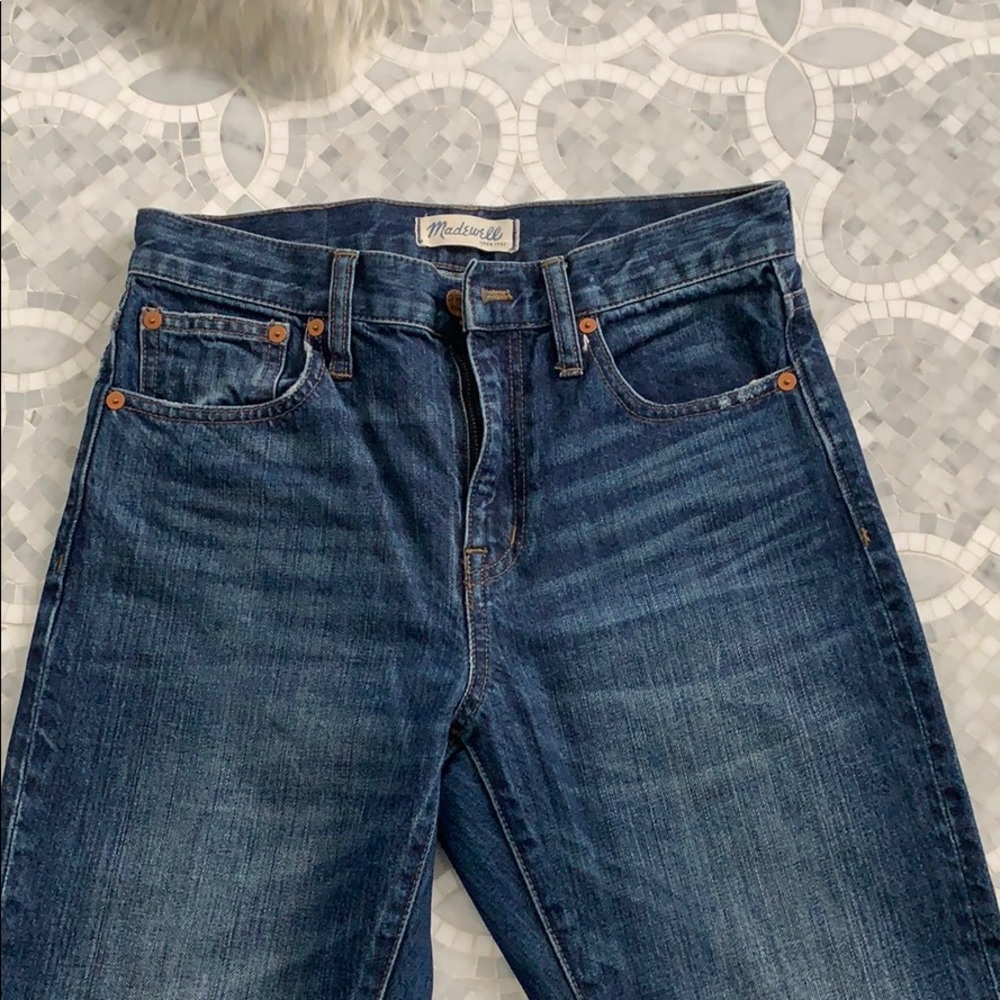 Madewell Stiff straight leg dark wash jeans